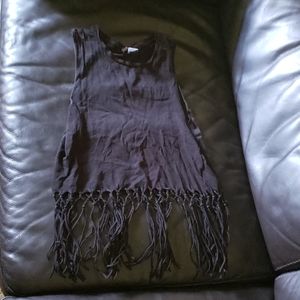 Black tasseled tank top
